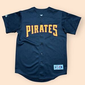 Vintage Pittsburgh Pirates 1990s Jack Wilson Jersey Medium Black Majestic 90s